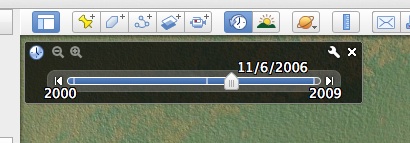 The 'historical imagery' tool on Google Earth
