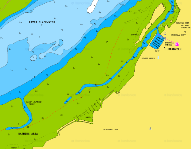 Navionics chart of St Lawrence Creek
