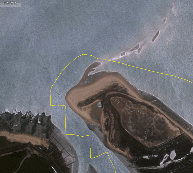 Route where ran aground at Stone Point 